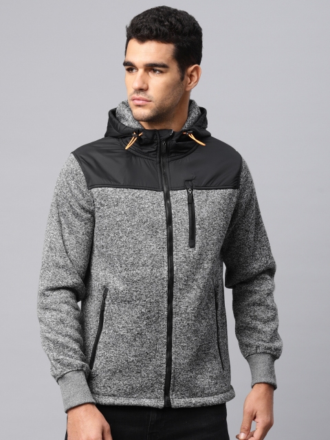 

HRX by Hrithik Roshan Men Grey Melange Solid Hooded Sweatshirt