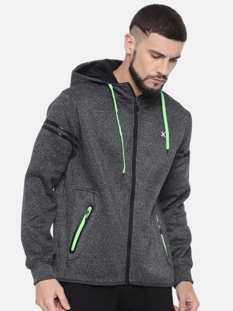 

HRX by Hrithik Roshan Men Grey Melange Solid Hooded Sweatshirt