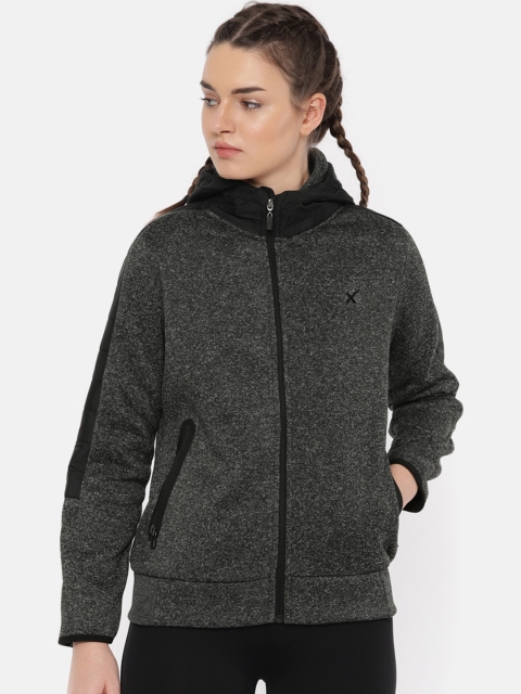 

HRX by Hrithik Roshan Women Charcoal Grey Solid Hooded Sweatshirt