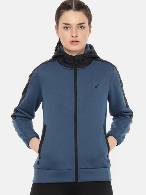 

HRX by Hrithik Roshan Women Blue Solid Hooded Sweatshirt