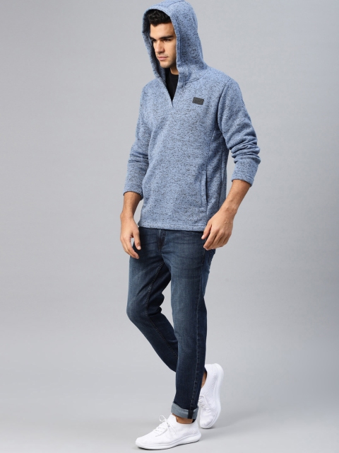 

HRX by Hrithik Roshan Men Blue & Black Self Design Sweatshirt