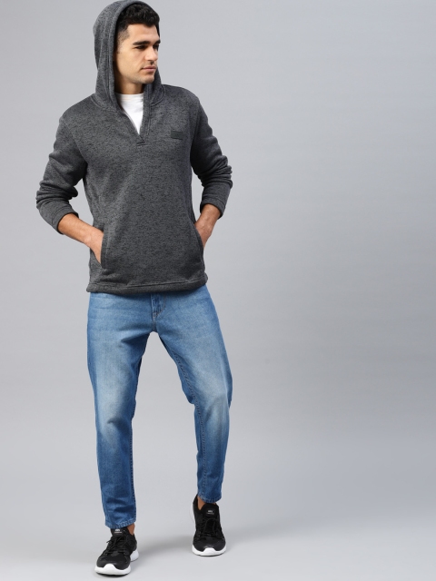 

HRX by Hrithik Roshan Men Grey Self Design Hooded Sweatshirt