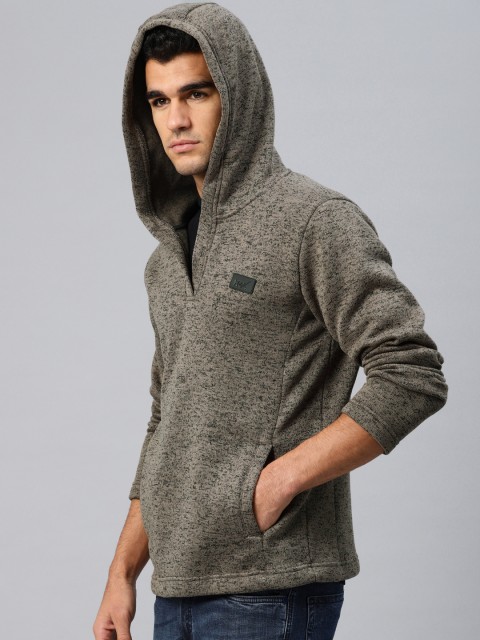 

HRX by Hrithik Roshan Men Brown Self Design Hooded Sweatshirt