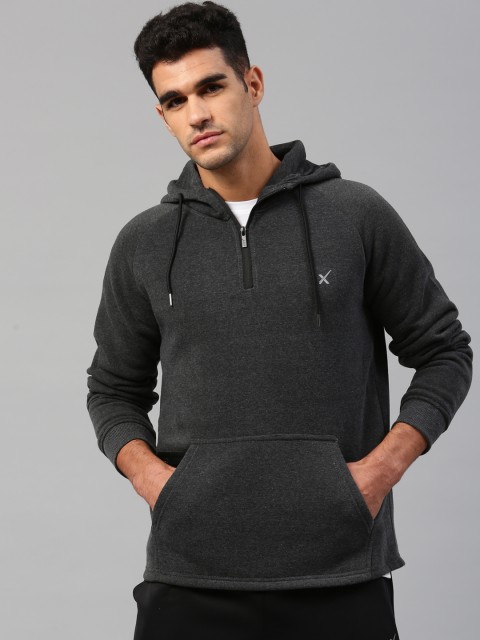 

HRX by Hrithik Roshan Men Grey Solid Hooded Sweatshirt