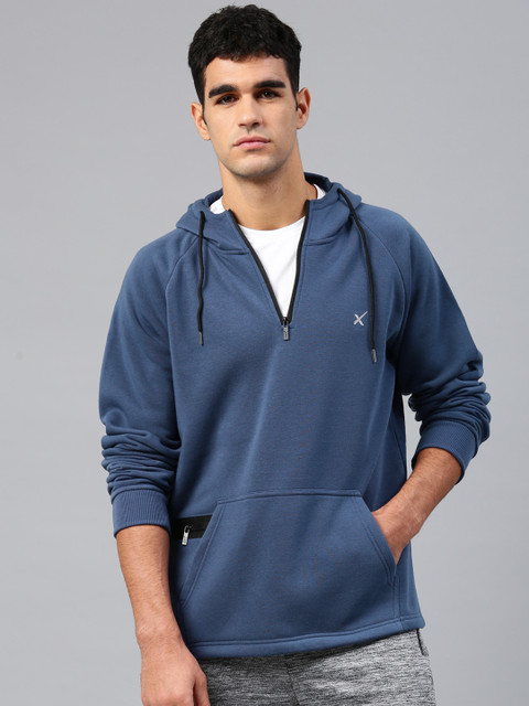 

HRX by Hrithik Roshan Men Blue Solid Hooded Sweatshirt