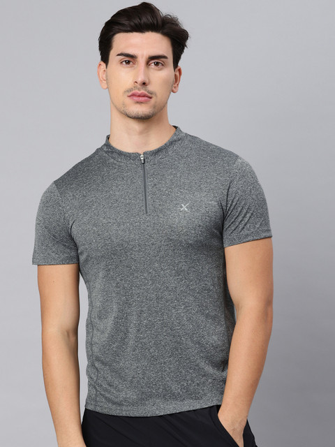 

HRX Active by Hrithik Roshan Men Grey Melange Solid Rapid Dry Cycling T-shirt