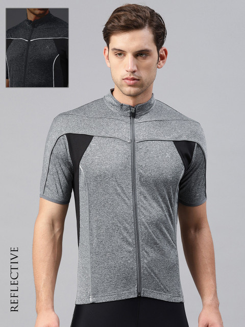 

HRX by Hrithik Roshan Men Grey Melange Rapid Dry Cycling T-shirt