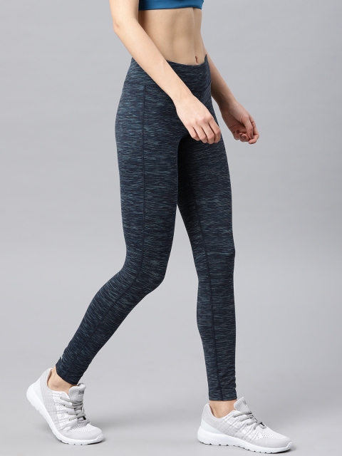 

HRX by Hrithik Roshan Women Blue Striped Training Tights