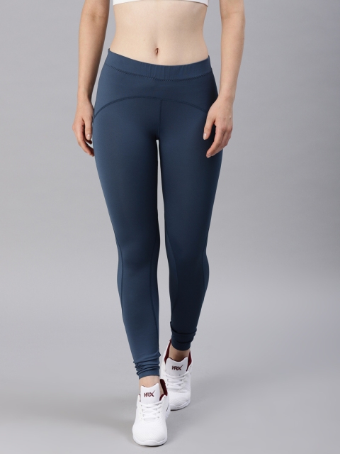 

HRX by Hrithik Roshan Women Teal Blue Solid Compression Training Tights