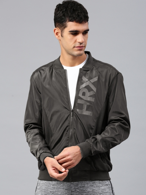 

HRX by Hrithik Roshan Men Charcoal Grey Solid Bomber