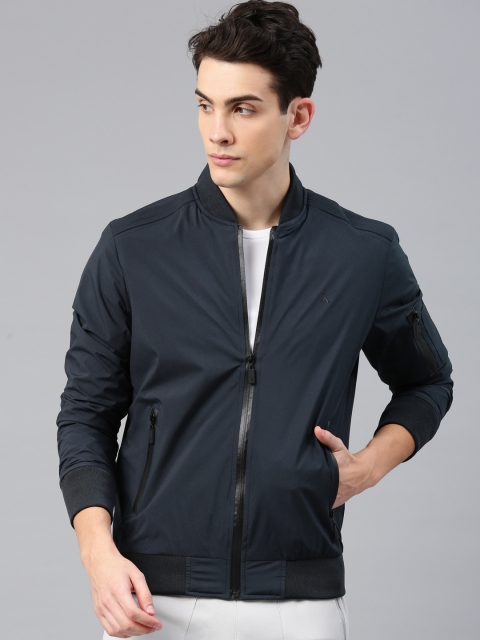 

HRX by Hrithik Roshan Navy Blue Solid Active Bomber Jacket