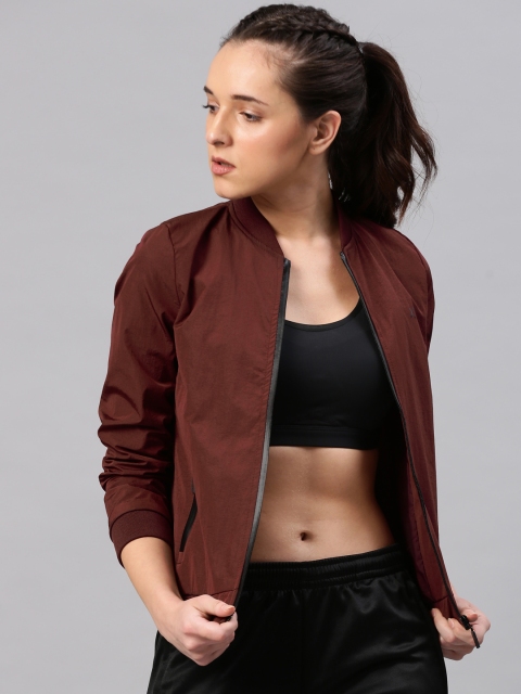 

HRX by Hrithik Roshan Women Maroon Solid Bomber