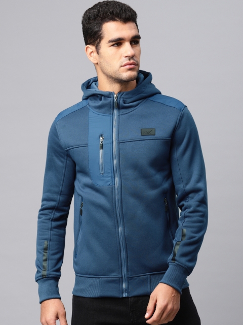 

HRX by Hrithik Roshan Men Teal Blue Solid Hooded Sporty Jacket
