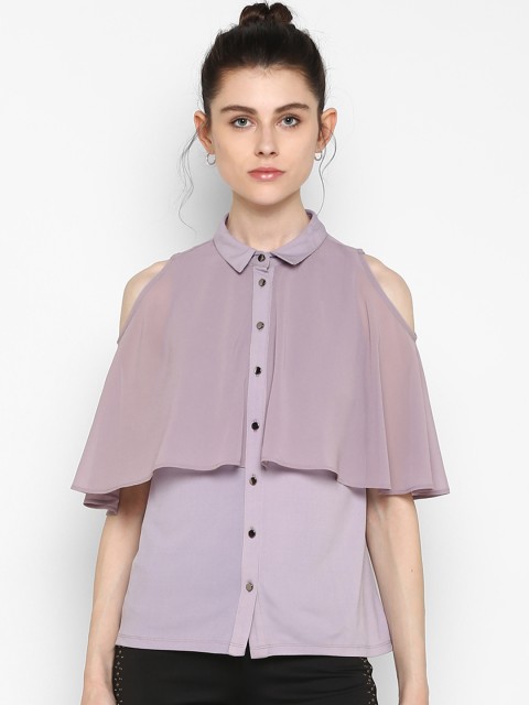 

Kazo Women Mauve Classic Regular Fit Solid Casual Shirt