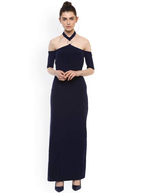 

Kazo Women Navy Blue Solid Maxi Dress