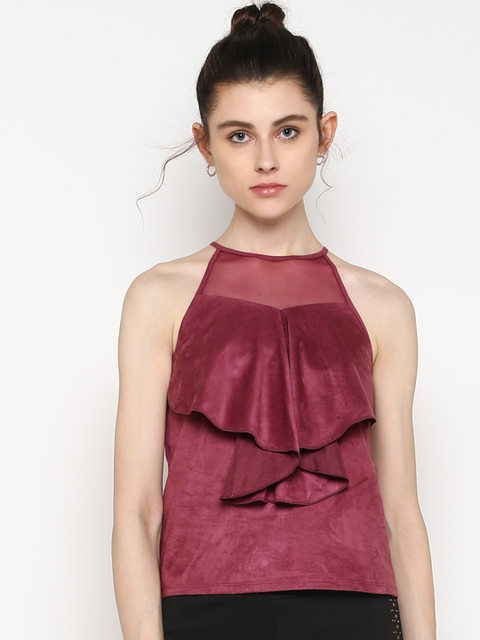 

Kazo Women Maroon Solid Top