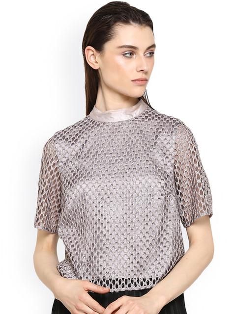 

Kazo Women Grey Solid A-Line Top