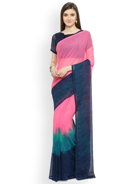 

Shaily Pink Printed Pure Georgette Saree