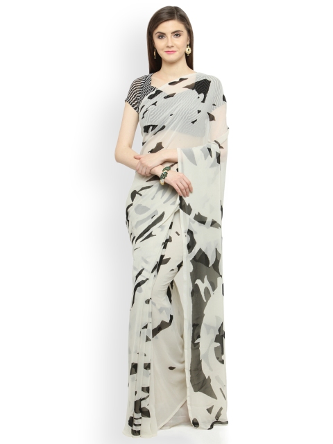

Shaily White Printed Pure Georgette Saree