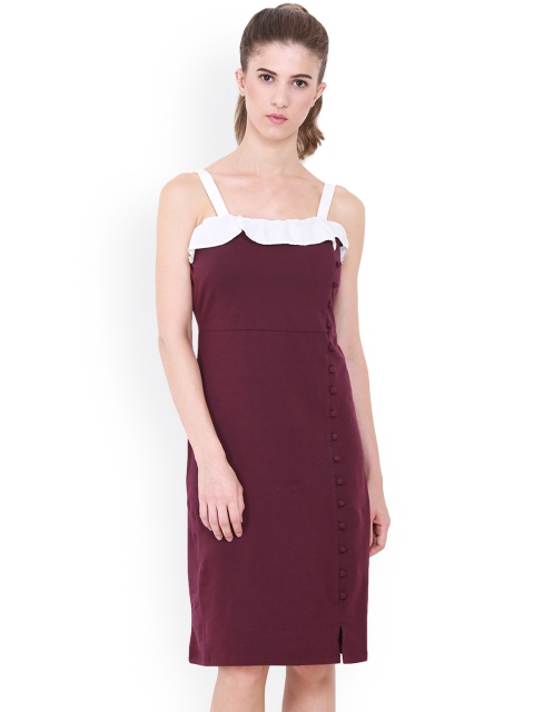 

Heather Hues Women Maroon Solid Sheath Dress