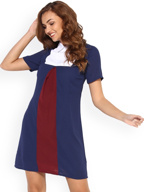 

Heather Hues Women Blue Colourblocked A-Line Dress