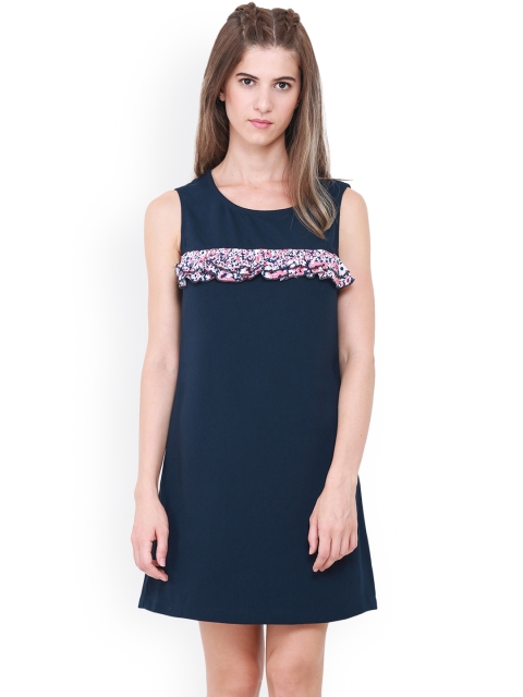 

Heather Hues Women Navy Blue Solid A-Line Dress