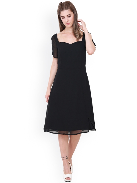 

Heather Hues Women Black Solid A-Line Dress