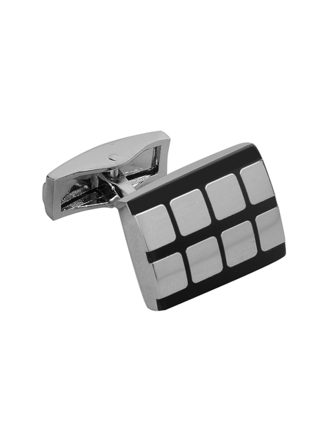 

JEWEL JUNCTION Silver-Toned Geometric Cufflinks