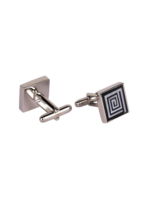 

JEWEL JUNCTION Silver-Toned Geometric Cufflinks