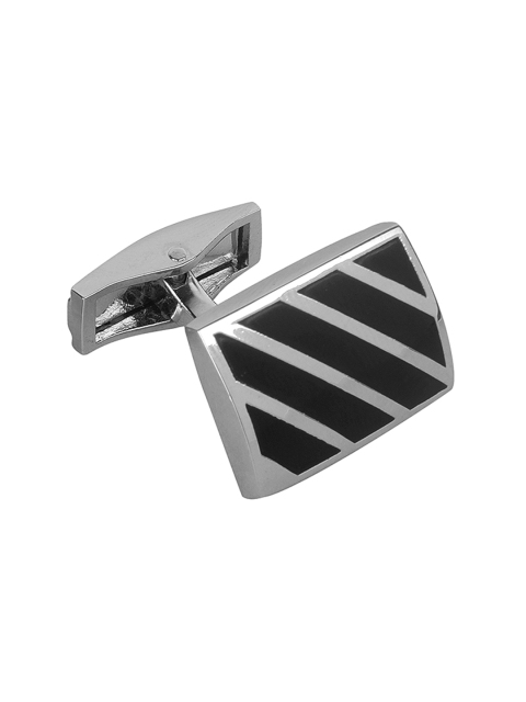 

JEWEL JUNCTION Silver-Toned Geometric Cufflinks