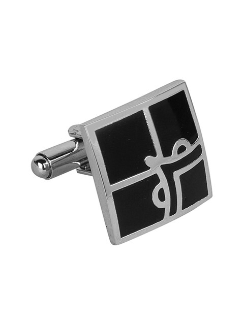 

JEWEL JUNCTION Silver-Toned Geometric Cufflinks