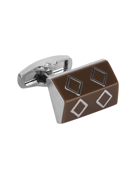 

JEWEL JUNCTION Silver-Toned Geometric Cufflinks