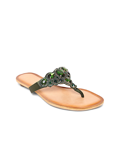 

Catwalk Women Green Embellished Open Toe Flats