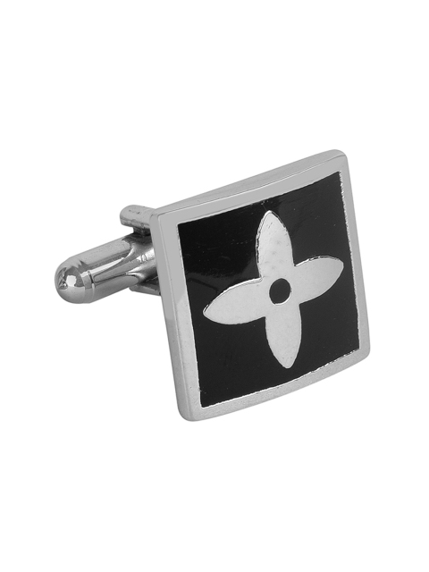 

JEWEL JUNCTION Silver-Toned Geometric Cufflinks
