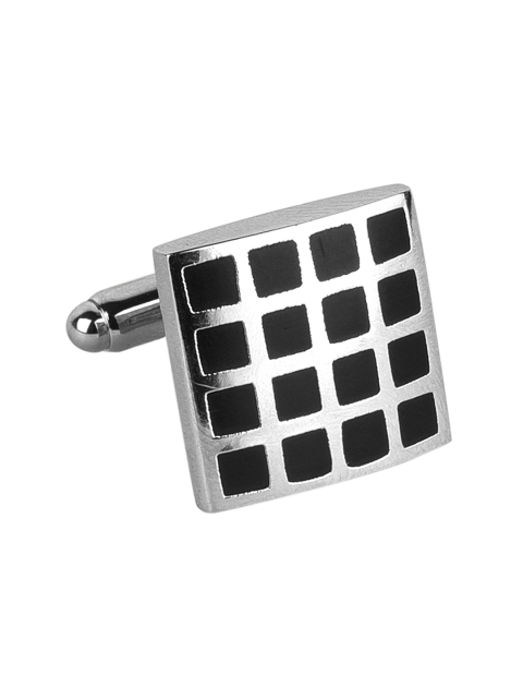 

JEWEL JUNCTION Silver-Toned Geometric Cufflinks