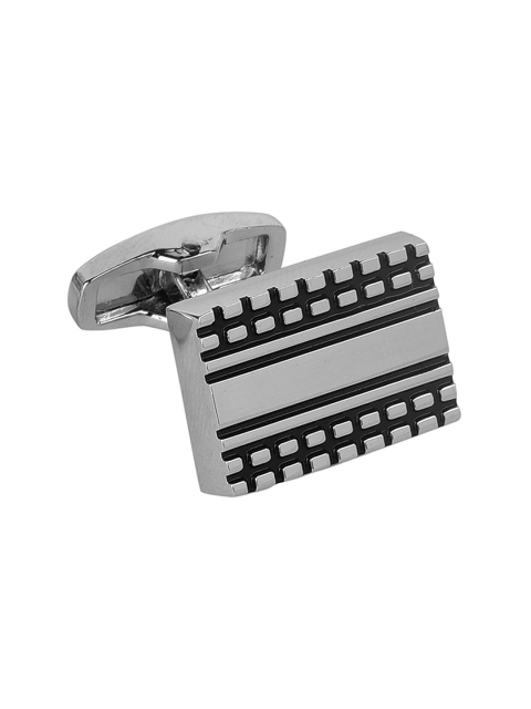 

JEWEL JUNCTION Silver-Toned Geometric Cufflinks