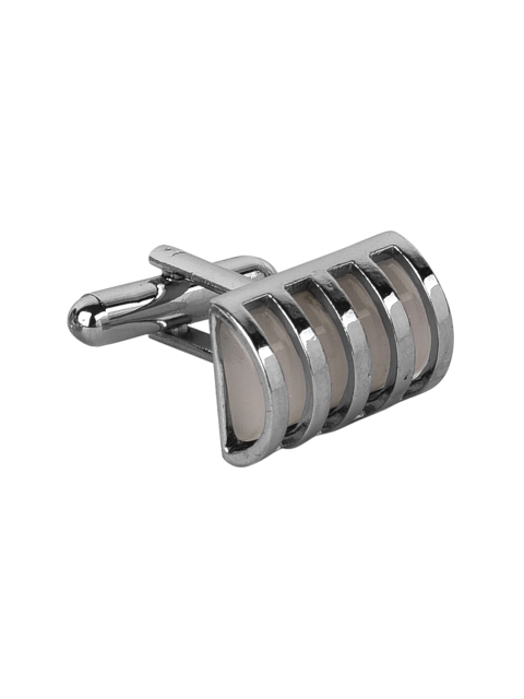 

JEWEL JUNCTION Silver-Toned Geometric Cufflinks