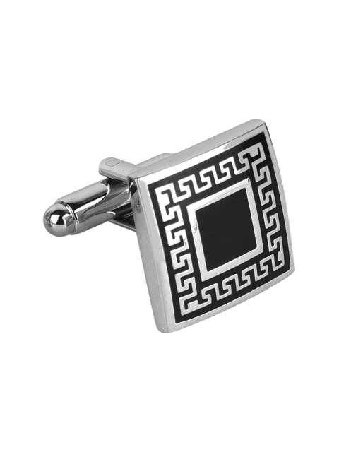 

JEWEL JUNCTION Silver-Toned Geometric Cufflinks