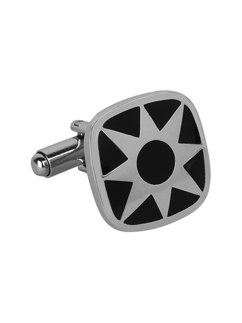 

JEWEL JUNCTION Silver-Toned Geometric Cufflinks