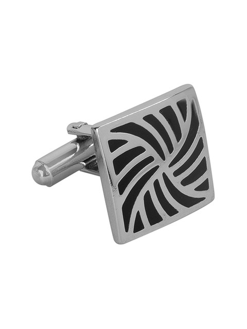 

JEWEL JUNCTION Silver-Toned Geometric Cufflinks