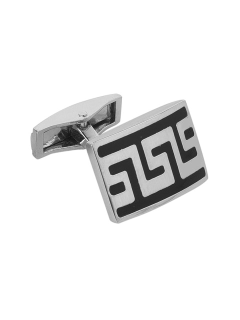 

JEWEL JUNCTION Silver-Toned Geometric Cufflinks
