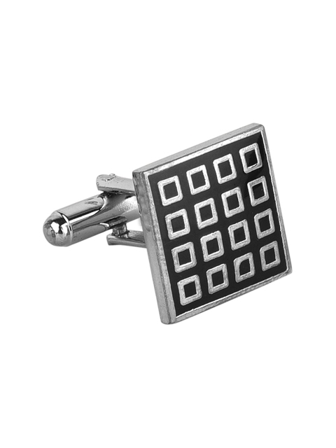

JEWEL JUNCTION Silver-Toned Geometric Cufflinks