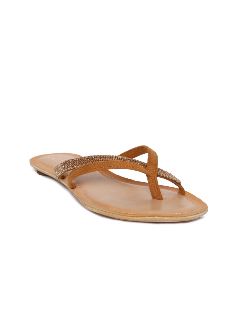 

Catwalk Women Brown & Rose Gold-Toned Synthetic Open Toe Flats