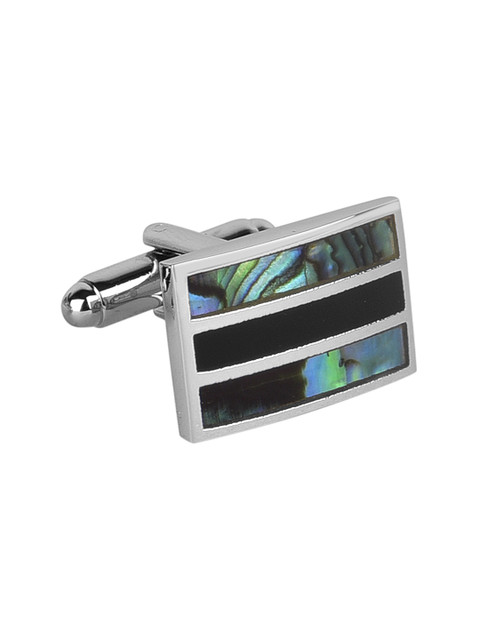 

JEWEL JUNCTION Silver-Toned Geometric Cufflinks