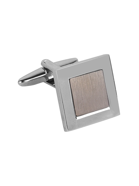 

JEWEL JUNCTION Silver-Toned Geometric Cufflinks