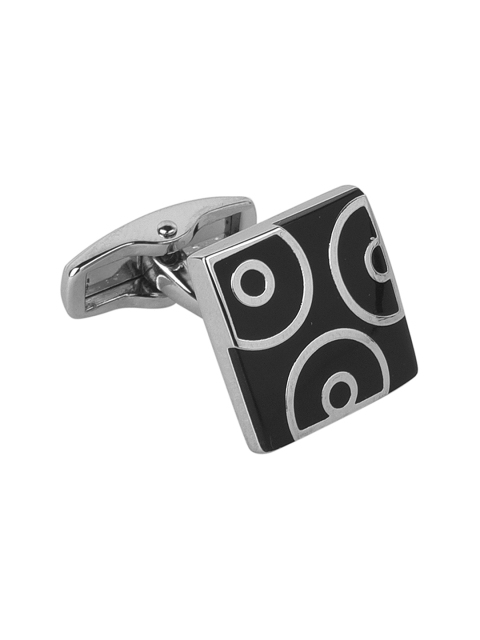

JEWEL JUNCTION Silver-Toned Geometric Cufflinks