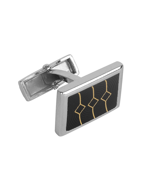 

JEWEL JUNCTION Silver-Toned Geometric Cufflinks