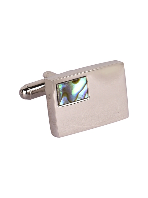 

JEWEL JUNCTION Silver-Toned Geometric Cufflinks