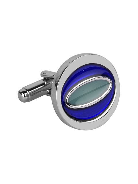

JEWEL JUNCTION Silver-Toned Geometric Cufflinks