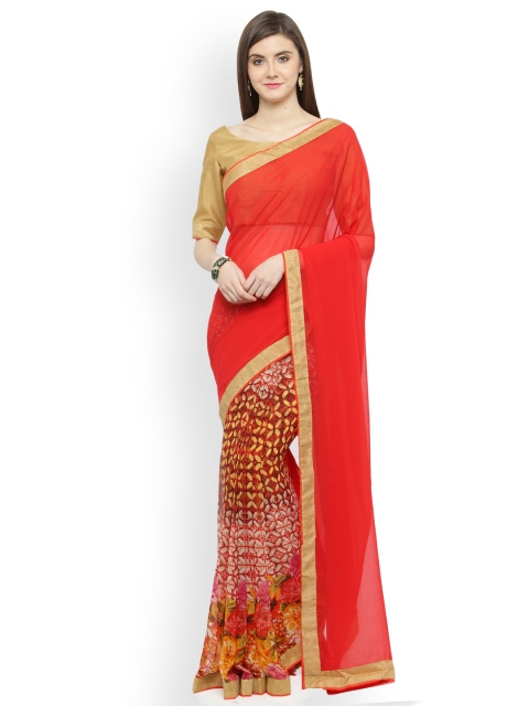 

Shaily Red Printed Pure Georgette Saree